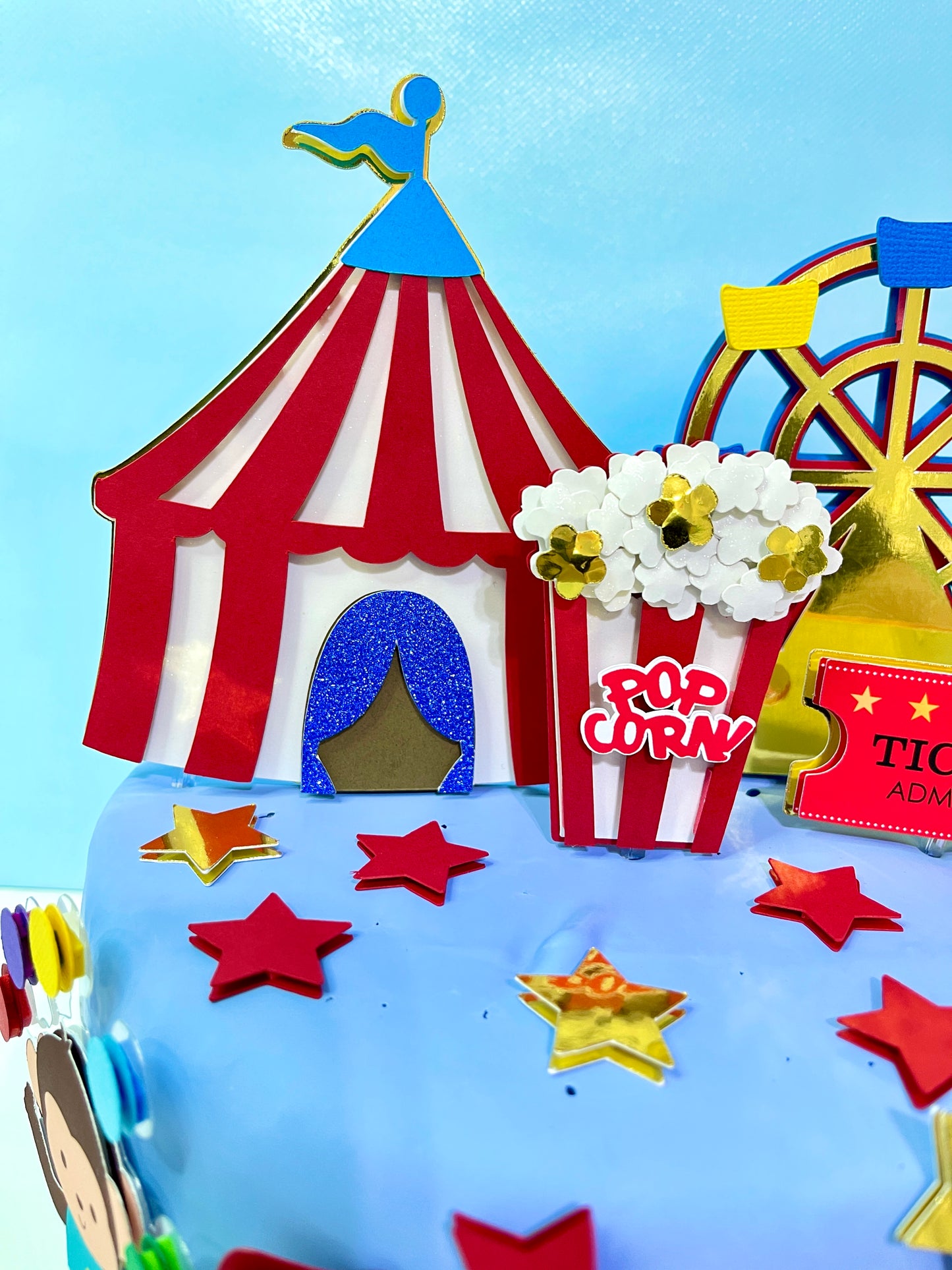 Custom Carnival Circus Cake Topper by BeePaperParty - Handcrafted Decorative Piece