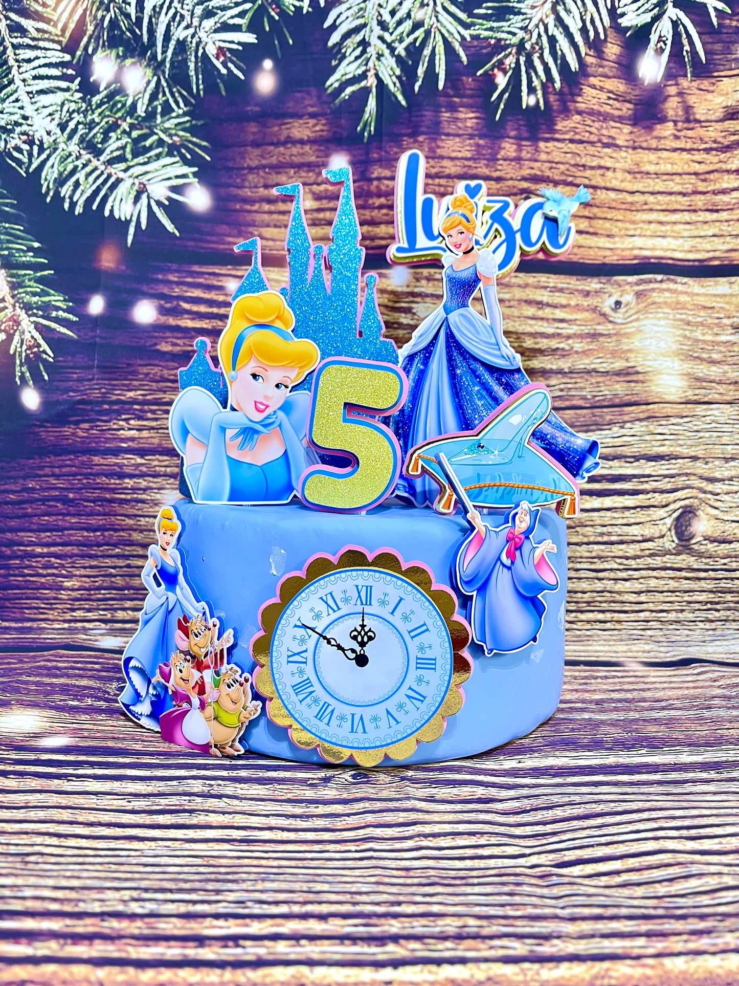 Personalized Cinderella Cake Topper - Fairy Tale Birthday Party Decoration