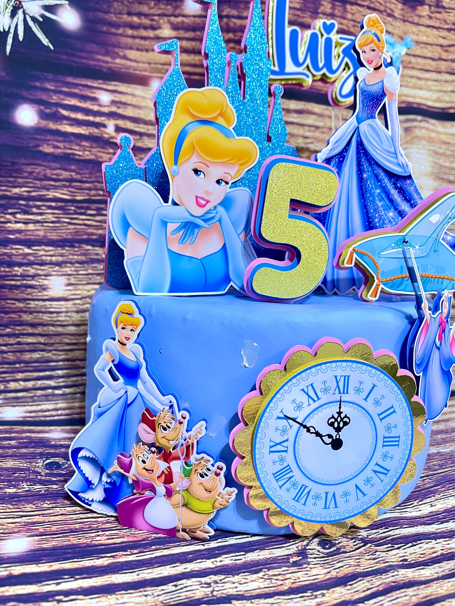 Personalized Cinderella Cake Topper - Fairy Tale Birthday Party Decoration