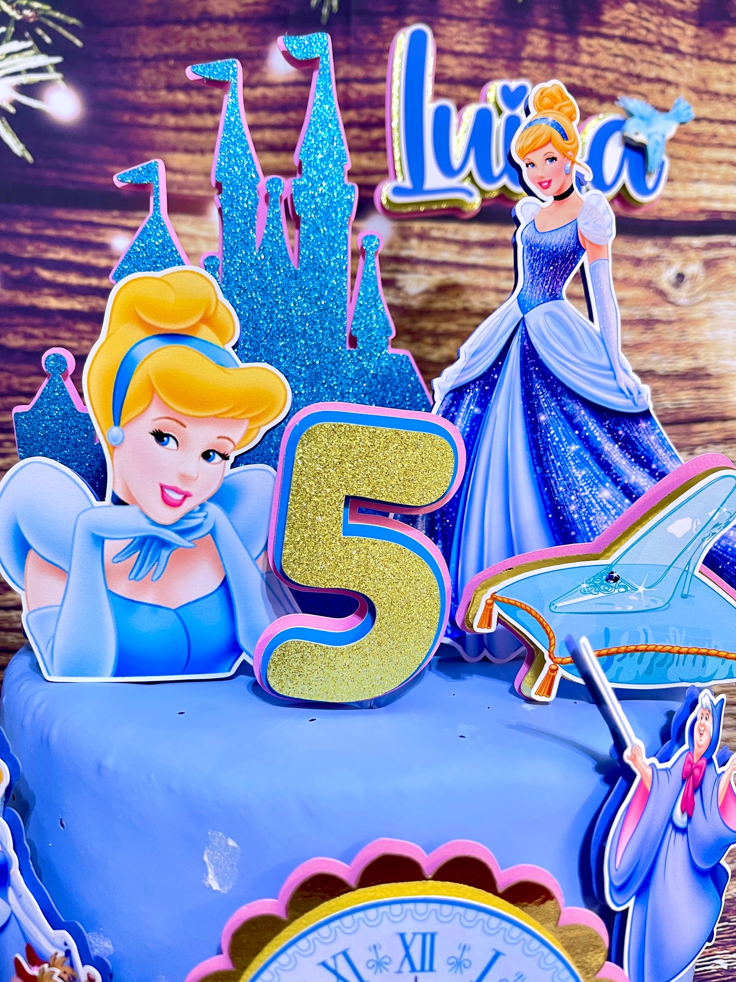 Personalized Cinderella Cake Topper - Fairy Tale Birthday Party Decoration