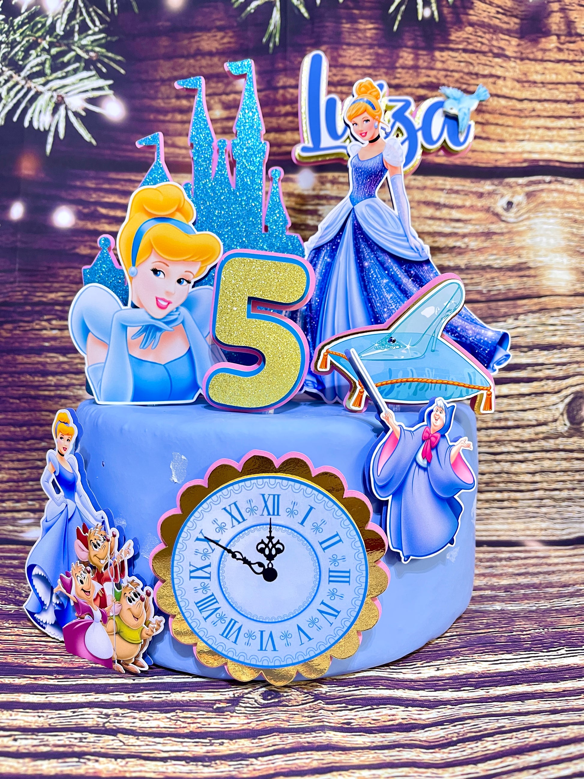 Personalized Cinderella Cake Topper - Fairy Tale Birthday Party Decoration