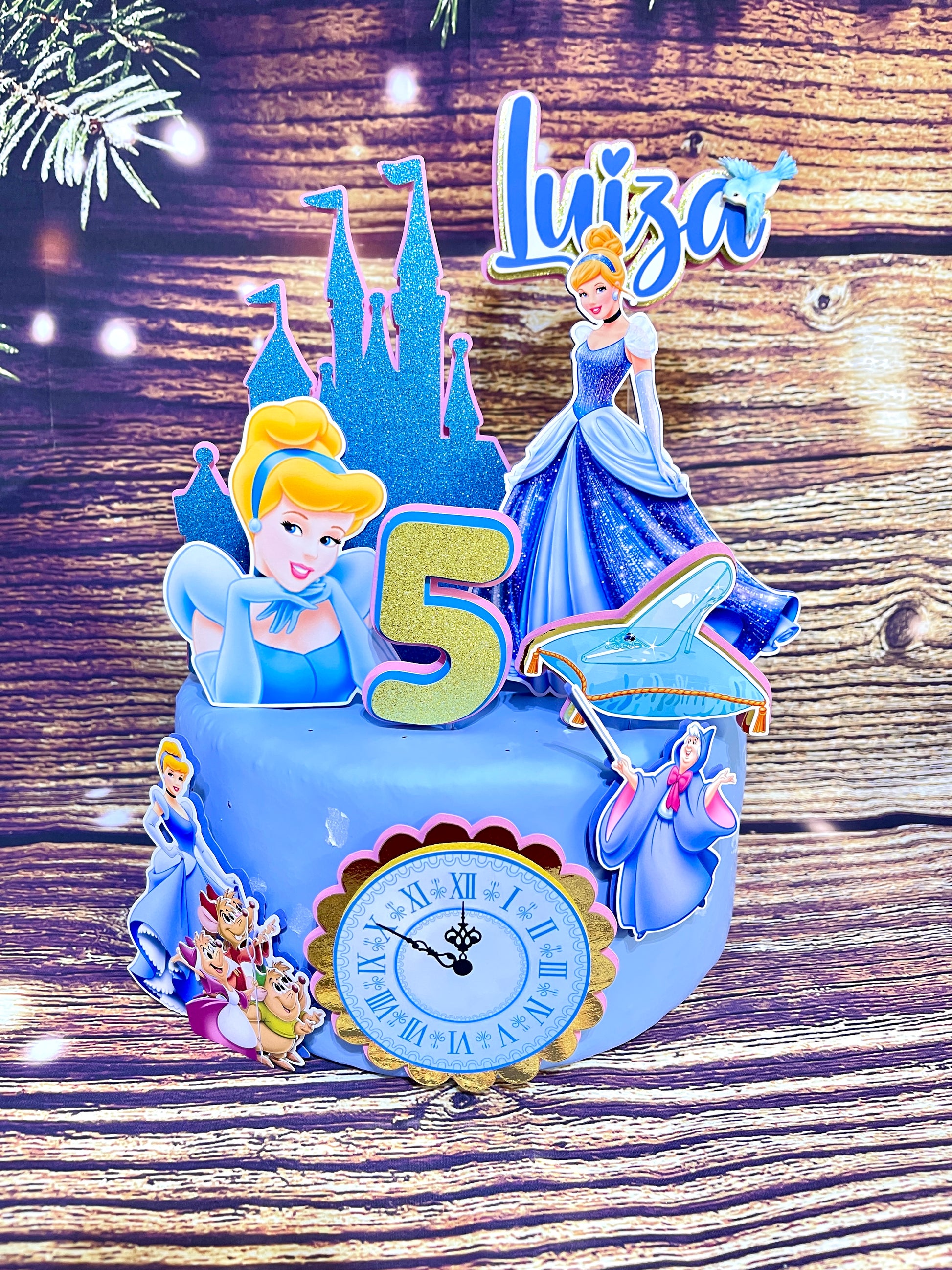 Personalized Cinderella Cake Topper - Fairy Tale Birthday Party Decoration