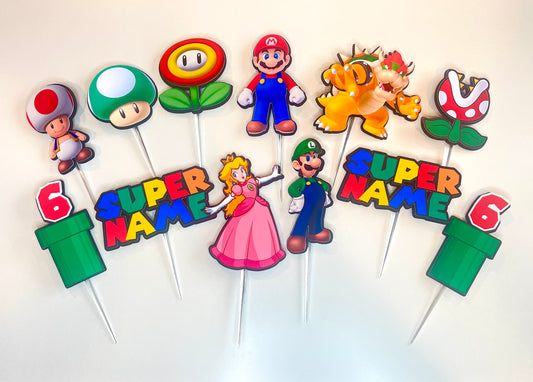 Super Mario Cupcake Toppers (SET OF 12) - Mario Birthday - Mario and Friends Party