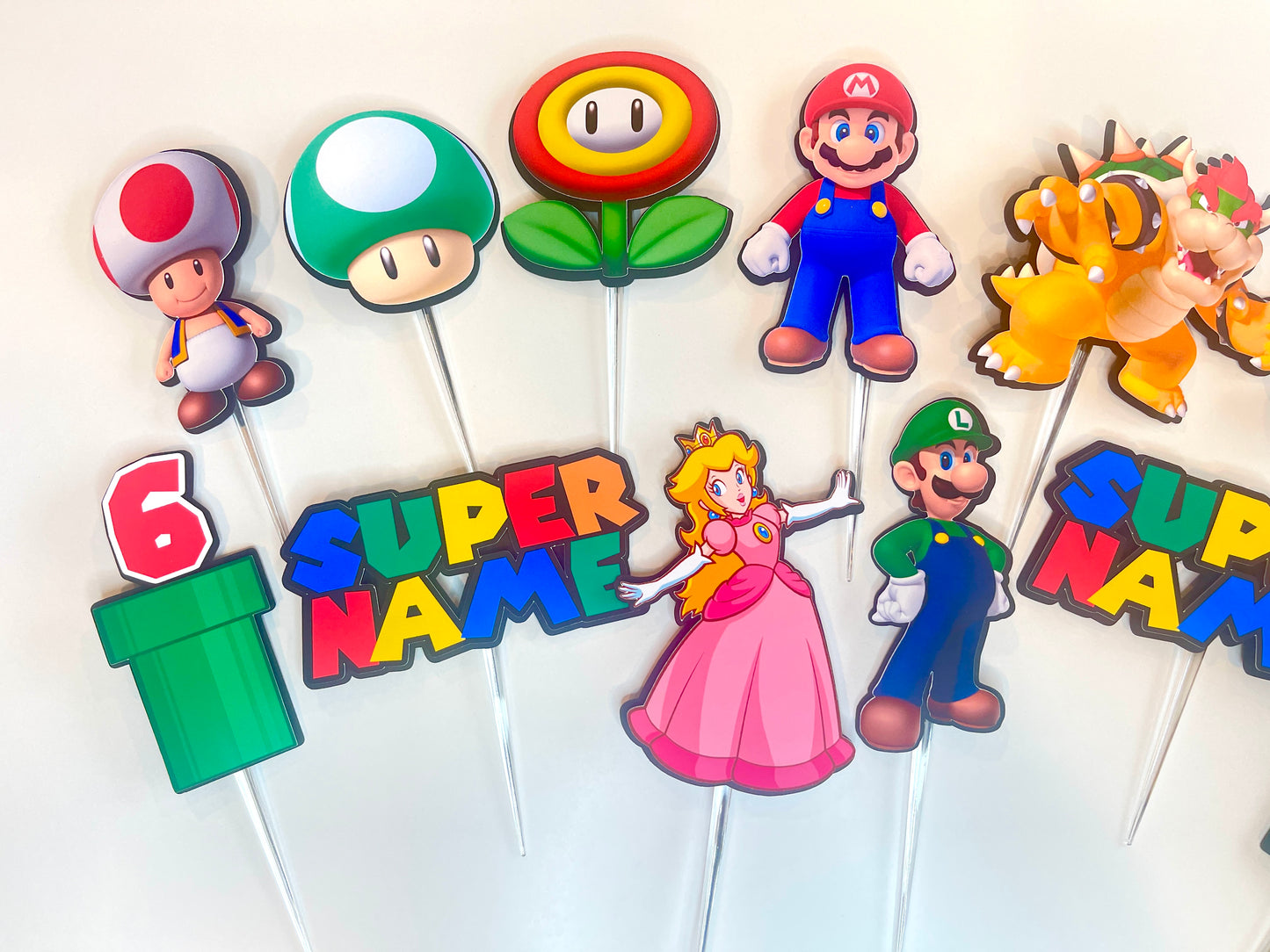 Super Mario Cupcake Toppers (SET OF 12) - Mario Birthday - Mario and Friends Party