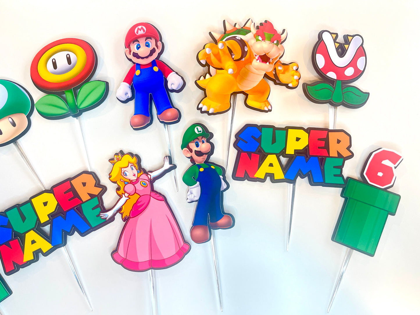 Super Mario Cupcake Toppers (SET OF 12) - Mario Birthday - Mario and Friends Party