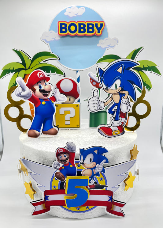 Mario and Sonic Cake Topper