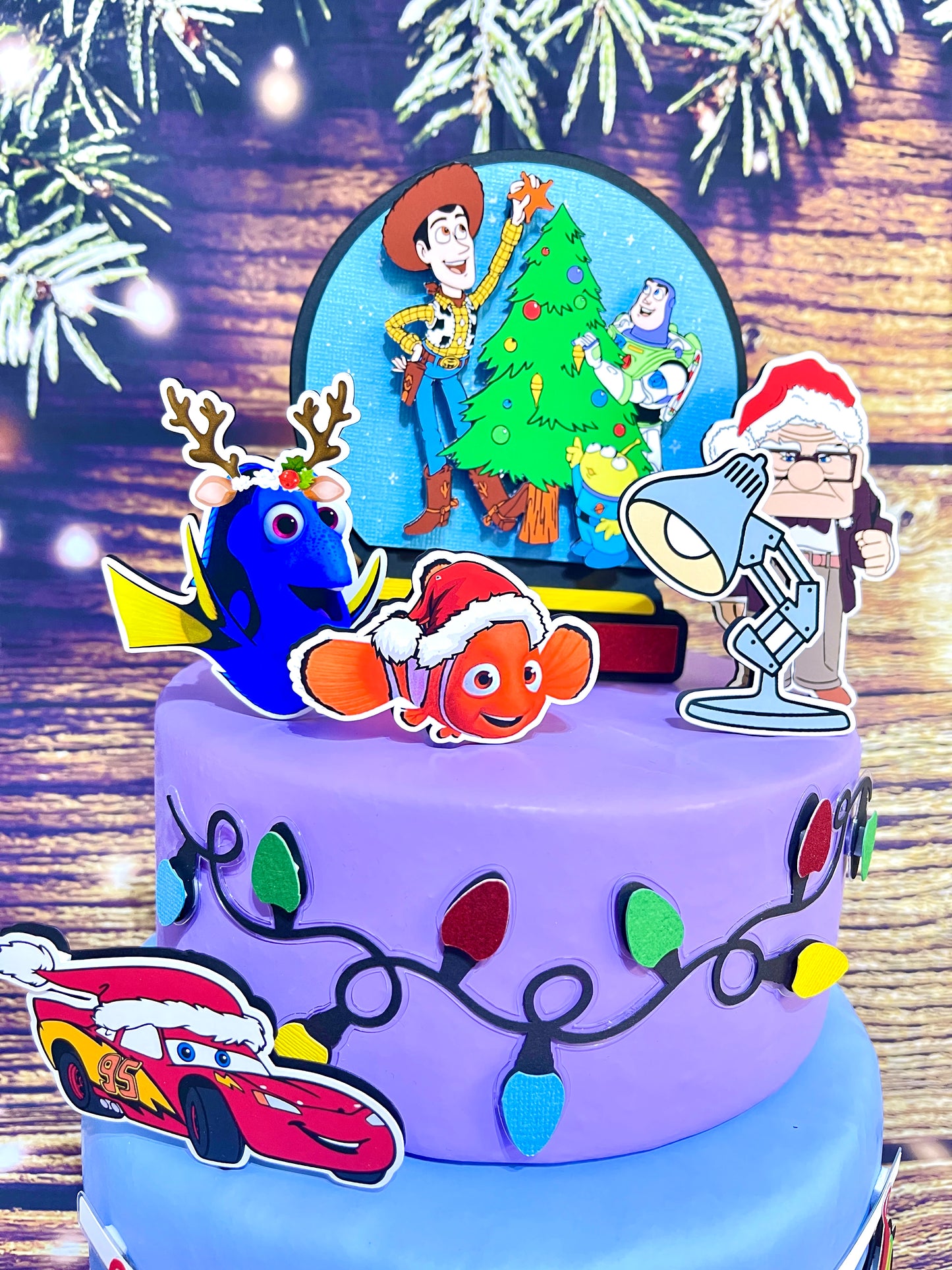 Pixar Christmas Cake Topper - Toy Story Christmas - Up Christmas - Cars Christmas - Nemo Christmas