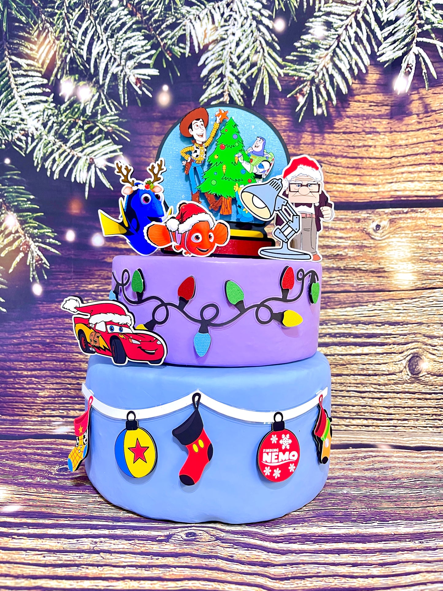 Pixar Christmas Cake Topper - Toy Story Christmas - Up Christmas - Cars Christmas - Nemo Christmas