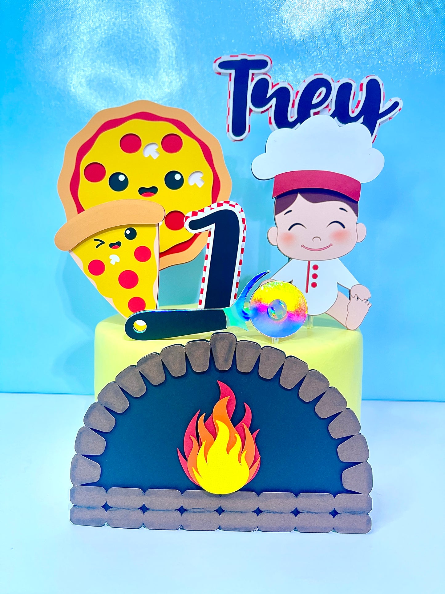 Pizza Cake Topper - Pizza Party Decoration - Pizza Party Cake Topper