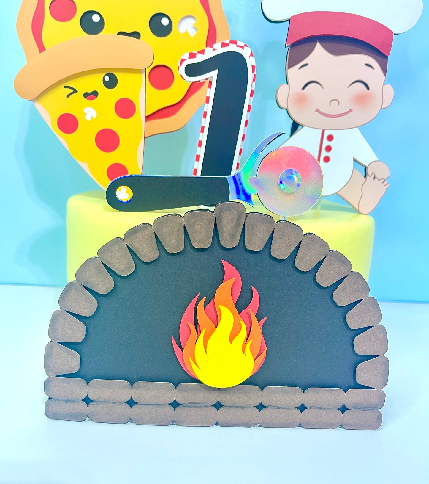 Pizza Cake Topper - Pizza Party Decoration - Pizza Party Cake Topper