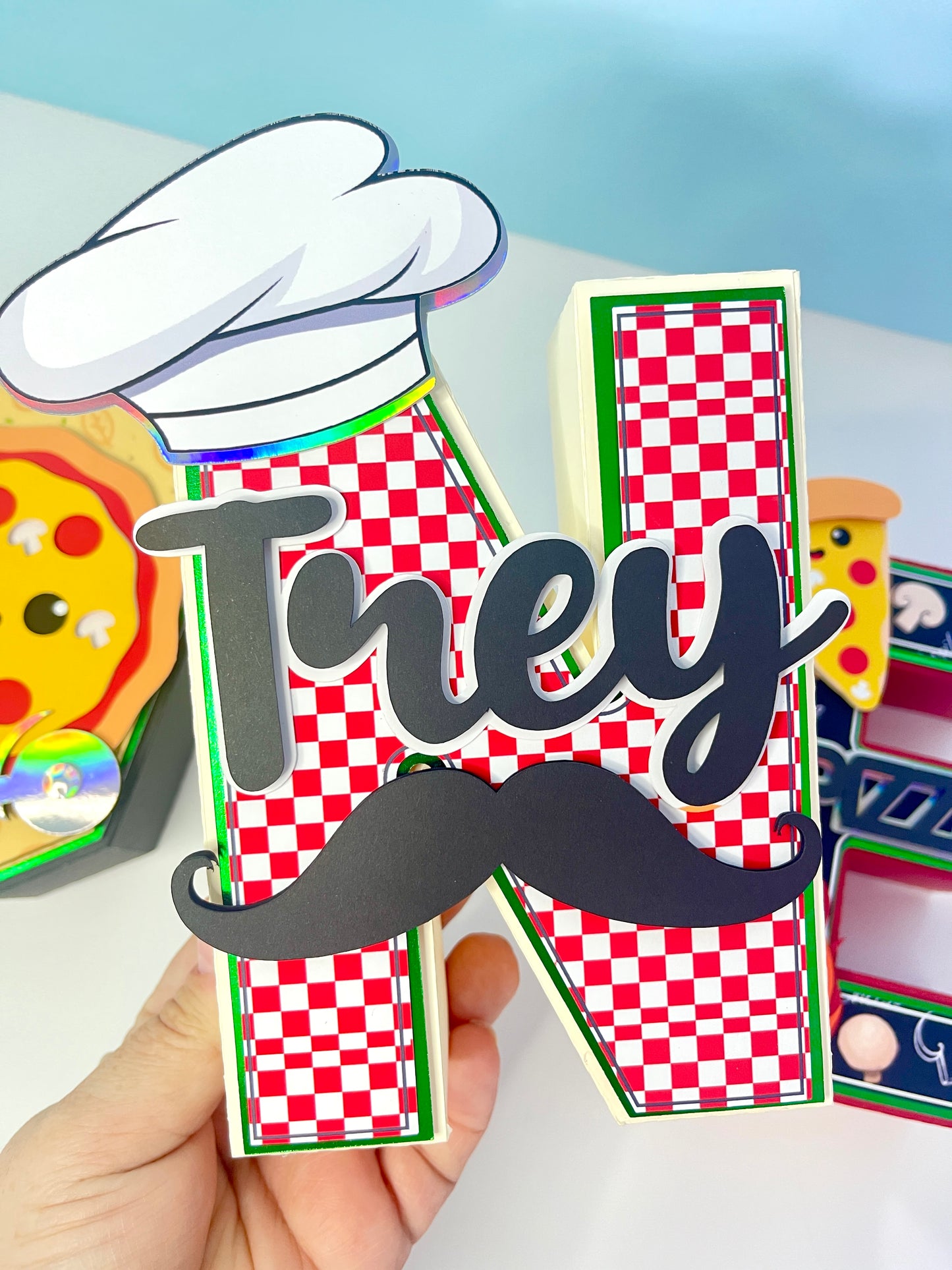 Pizza Party Decoration - Pizza 3D Letters - Pizza Birthday - Pizza Party Birthday Decoration