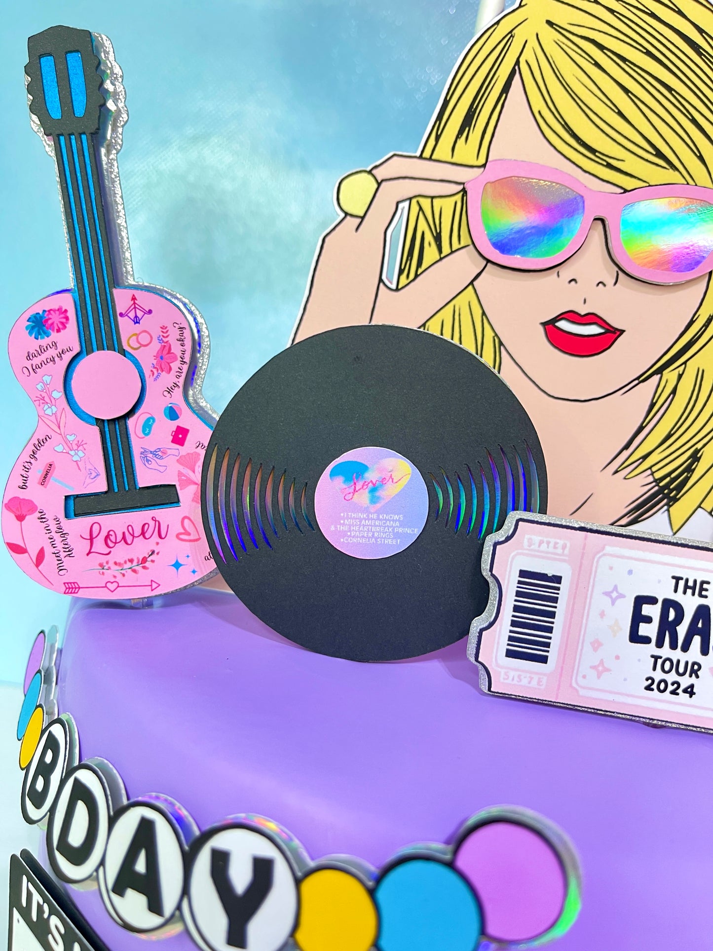 Taylor Swift Custom Cake Topper | Eras Tour Ticket, Vinyl Record, Personalized Name & Age | Swiftie Party Decoration