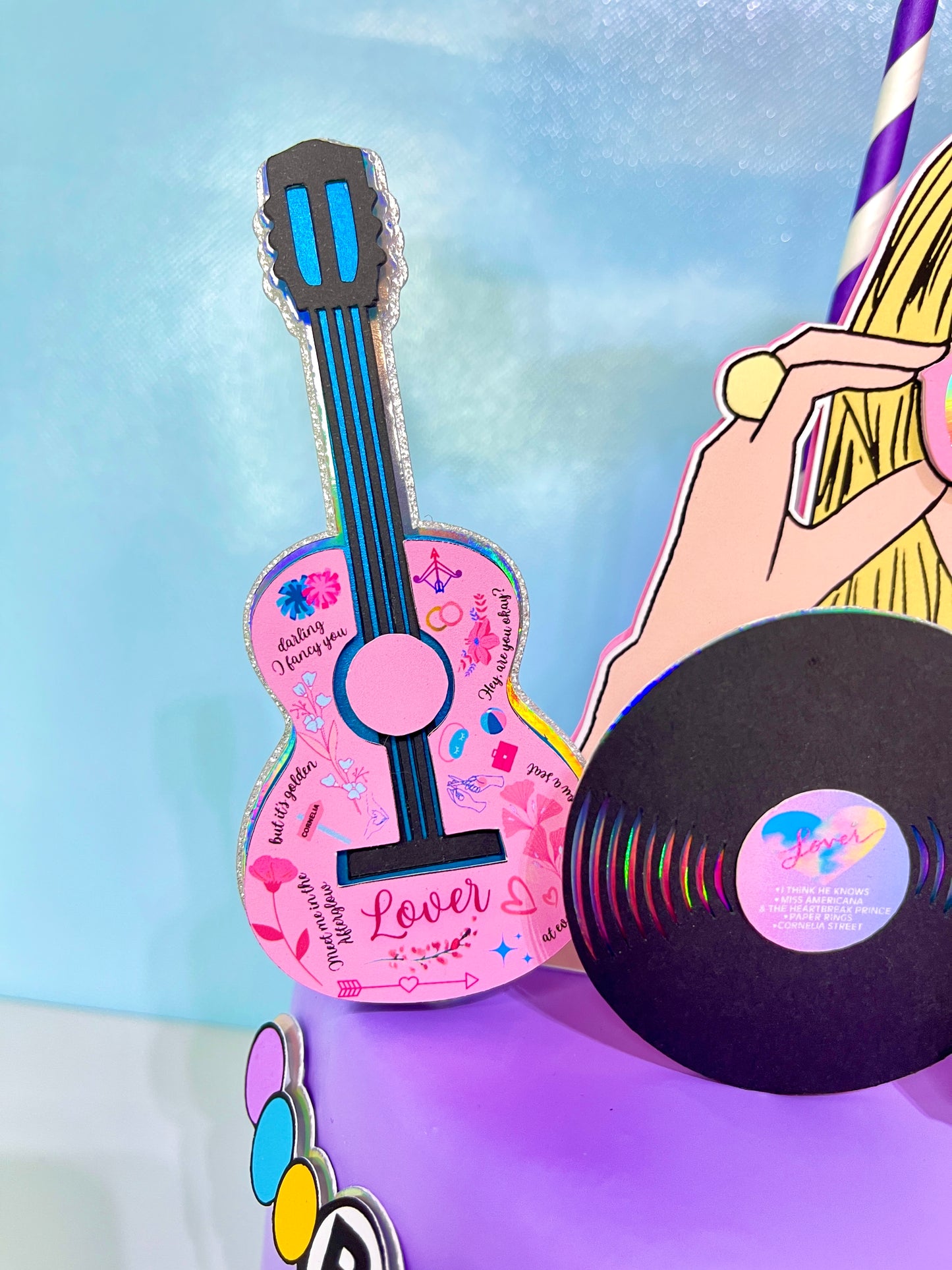 Taylor Swift Custom Cake Topper | Eras Tour Ticket, Vinyl Record, Personalized Name & Age | Swiftie Party Decoration